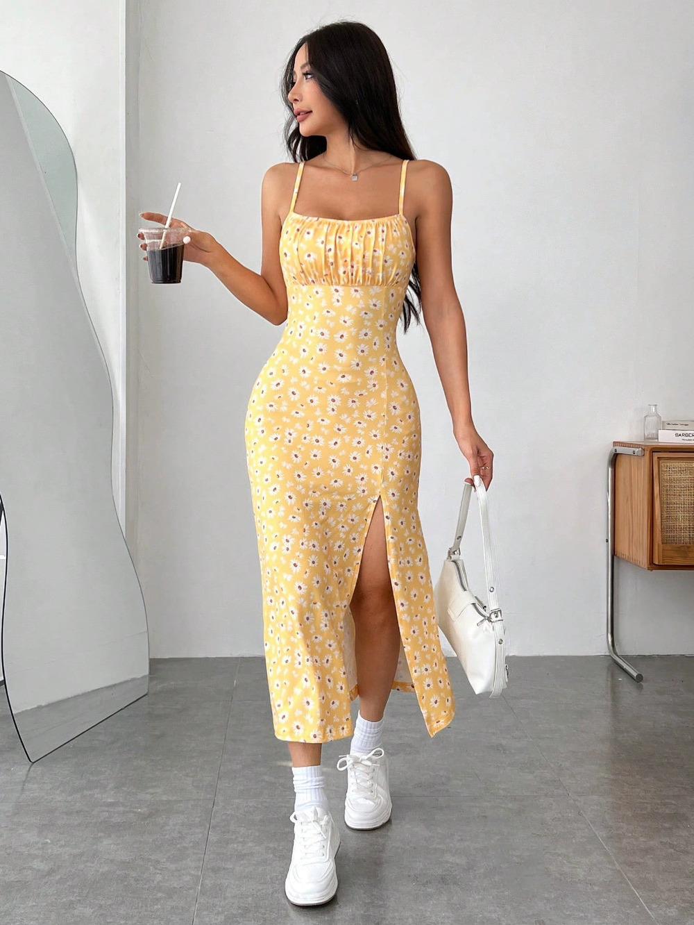 ZARA Fresh Sweet Floral Midi Dress Youthful Spring Summer